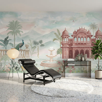 Indian Palace Wallpaper Pastel Landscape Watercolor Mural Wall Mural