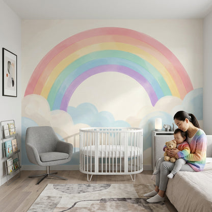 Pastel Rainbow Wallpaper Watercolor Dreamy Removable Wall Decor