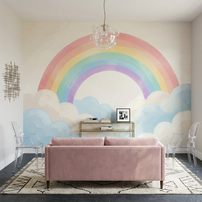 Pastel Rainbow Wallpaper Watercolor Dreamy Removable Wall Decor