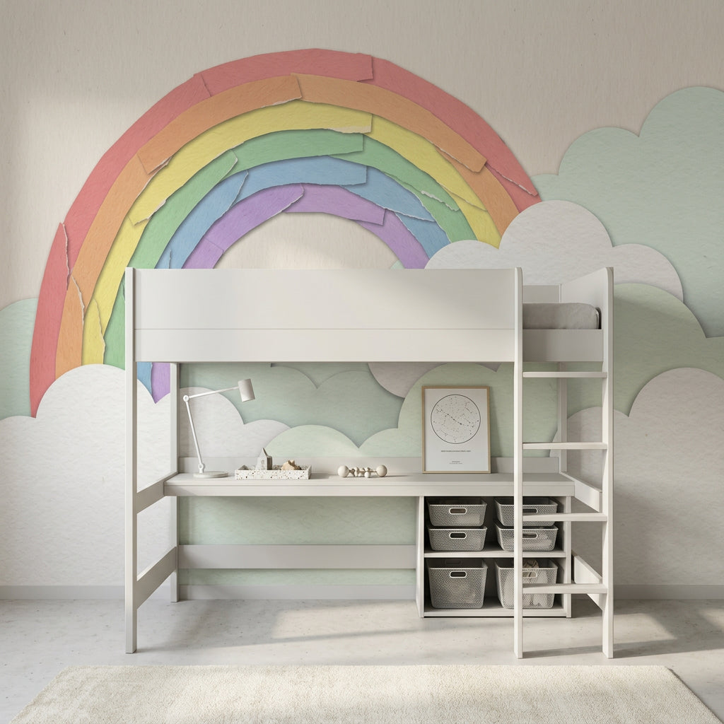 Pastel Rainbow Wallpaper Paper Cutout Collage Texture Removable Wall Decor