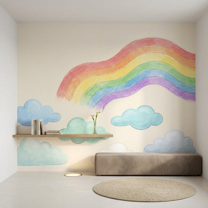 Rainbow Wallpaper Pastel Nursery Removable Wall Decor