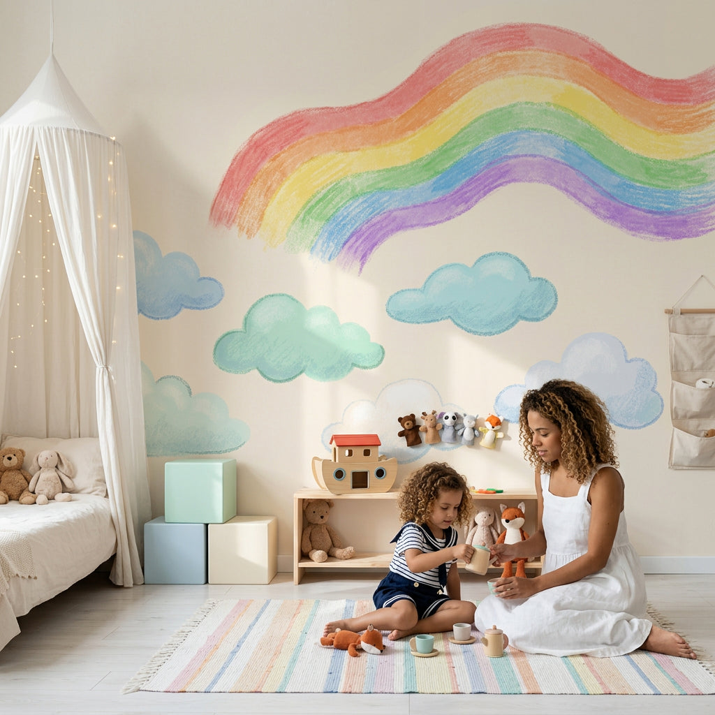 Rainbow Wallpaper Pastel Nursery Removable Wall Decor