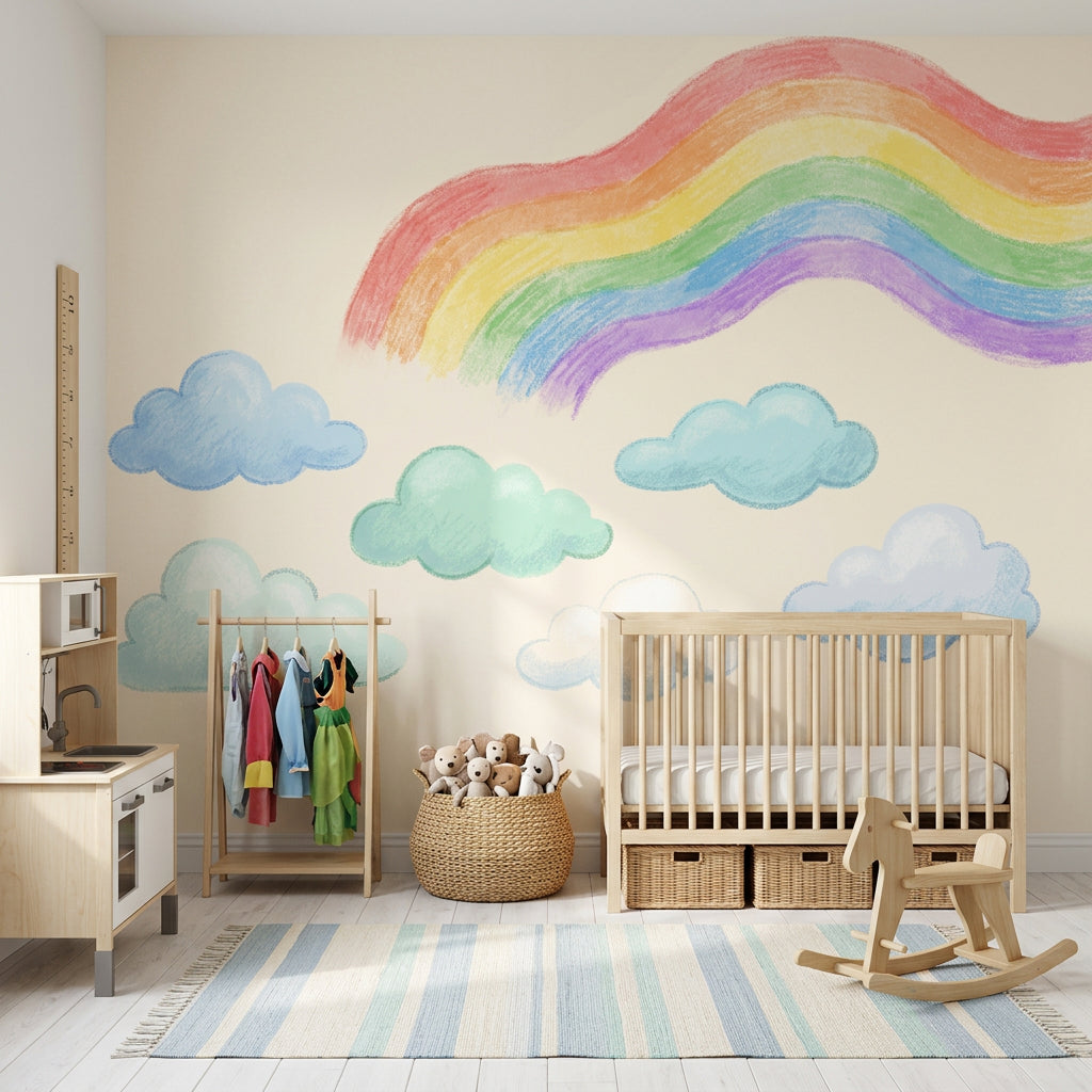 Rainbow Wallpaper Pastel Nursery Removable Wall Decor