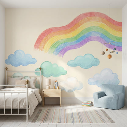 Rainbow Wallpaper Pastel Nursery Removable Wall Decor