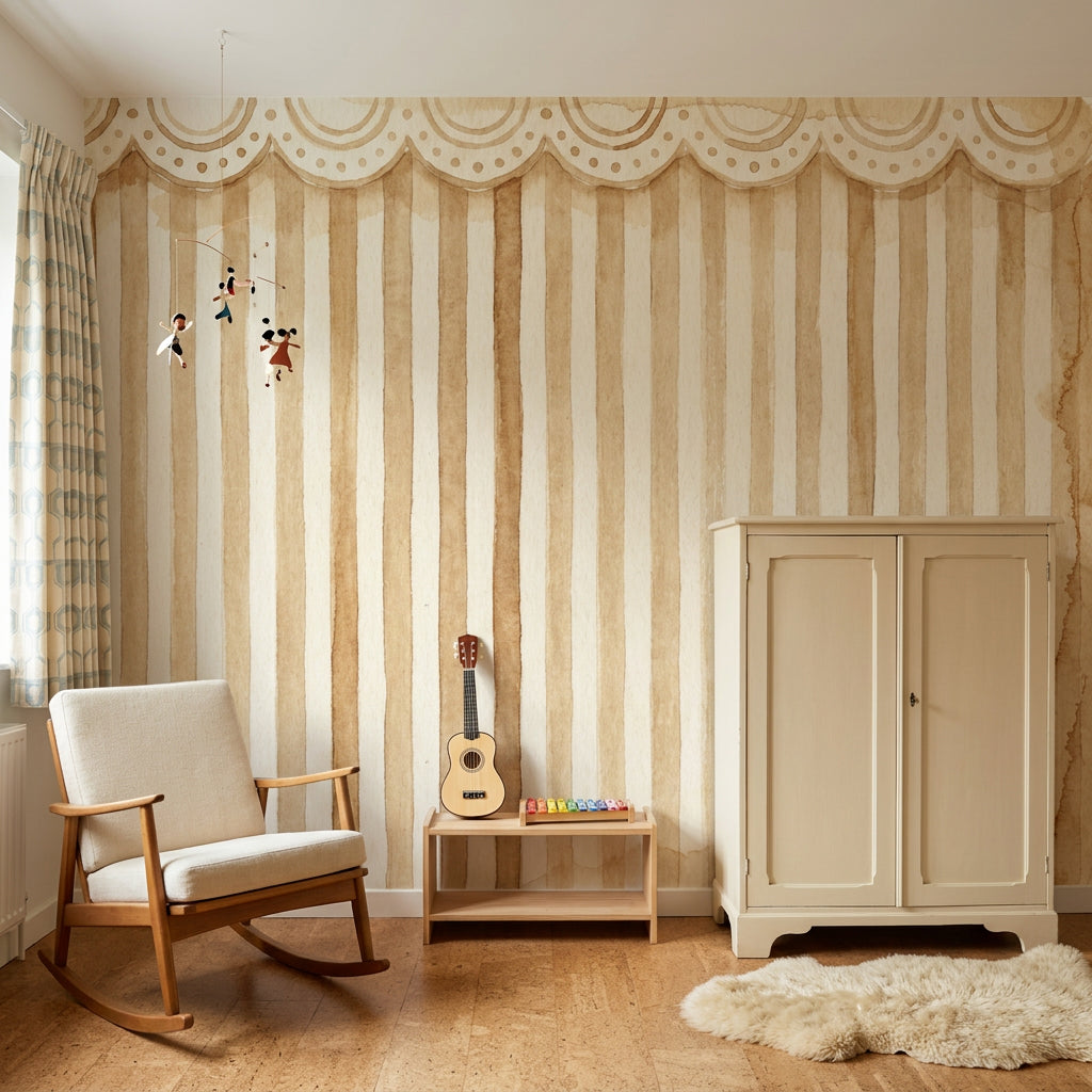 Watercolor Texture Wallpaper Aged Paper Striped Wall Mural