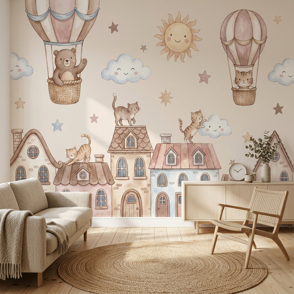 Hot Air Balloon Wallpaper Nursery Removable Kids Room Wall Decor