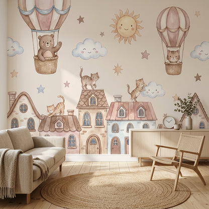 Hot Air Balloon Wallpaper Nursery Removable Kids Room Wall Decor