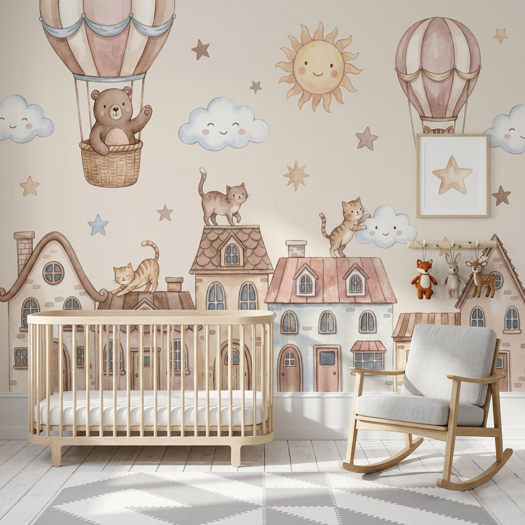 Hot Air Balloon Wallpaper Nursery Removable Kids Room Wall Decor