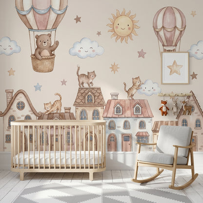 Hot Air Balloon Wallpaper Nursery Removable Kids Room Wall Decor