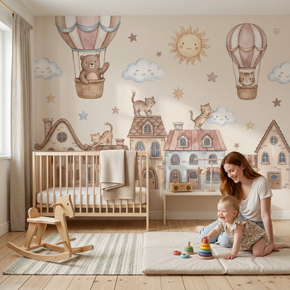 Hot Air Balloon Wallpaper Nursery Removable Kids Room Wall Decor