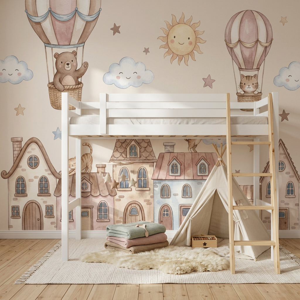 Hot Air Balloon Wallpaper Nursery Removable Kids Room Wall Decor