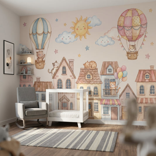 Hot Air Balloon Wallpaper Nursery Sky Kids Wall Mural