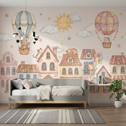 Hot Air Balloon Wallpaper Nursery Sky Kids Wall Mural
