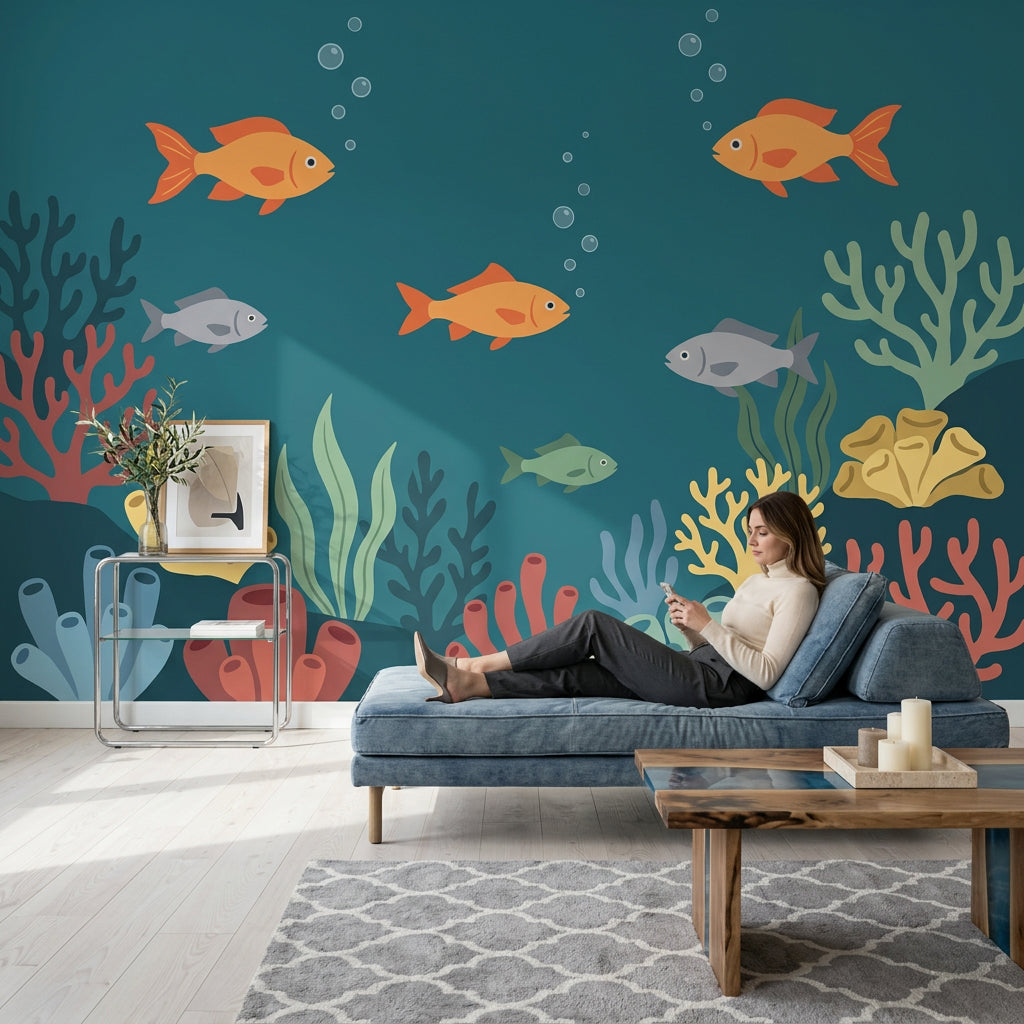 Underwater Wallpaper Ocean Fish Removable Wall Decor