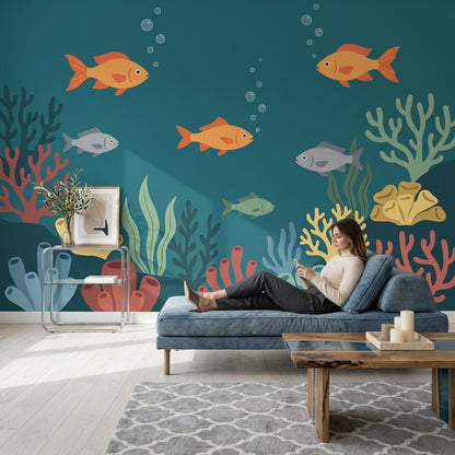 Underwater Wallpaper Ocean Fish Removable Wall Decor