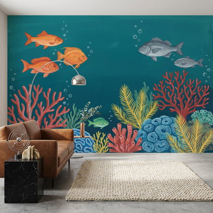 Coral Reef Wallpaper Underwater Removable Fish Wall Decor