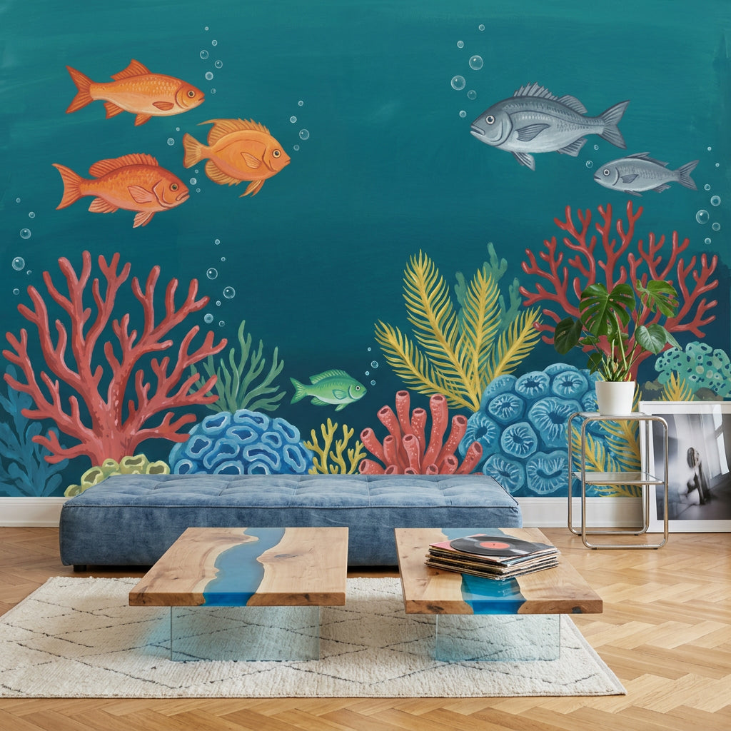 Coral Reef Wallpaper Underwater Removable Fish Wall Decor