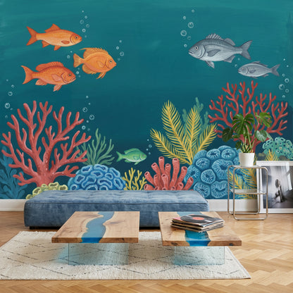 Coral Reef Wallpaper Underwater Removable Fish Wall Decor