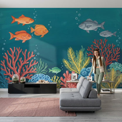 Coral Reef Wallpaper Underwater Removable Fish Wall Decor