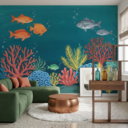 Coral Reef Wallpaper Underwater Removable Fish Wall Decor