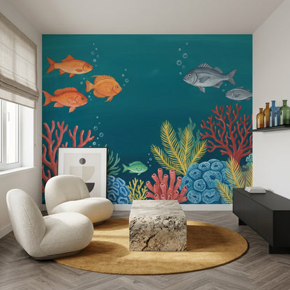 Coral Reef Wallpaper Underwater Removable Fish Wall Decor