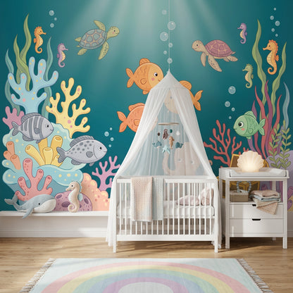 Underwater Wallpaper Ocean Cartoon Wall Mural