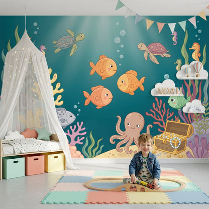 Underwater Wallpaper Ocean Cartoon Wall Mural