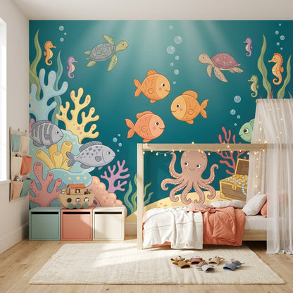Underwater Wallpaper Ocean Cartoon Wall Mural