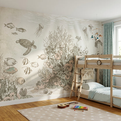 Coral Reef Wallpaper Sea Turtles Underwater Removable Wall Decor
