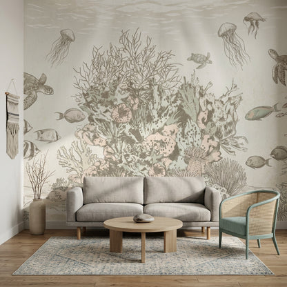Coral Reef Wallpaper Sea Turtles Underwater Removable Wall Decor
