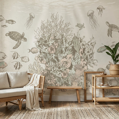 Coral Reef Wallpaper Sea Turtles Underwater Removable Wall Decor