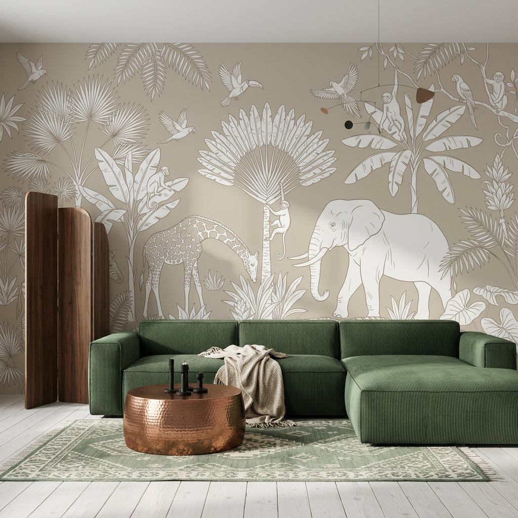 Scenic Landscape Wallpaper Jungle Safari Removable Tropical Wall Decor