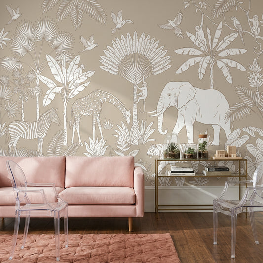 Scenic Landscape Wallpaper Jungle Safari Removable Tropical Wall Decor