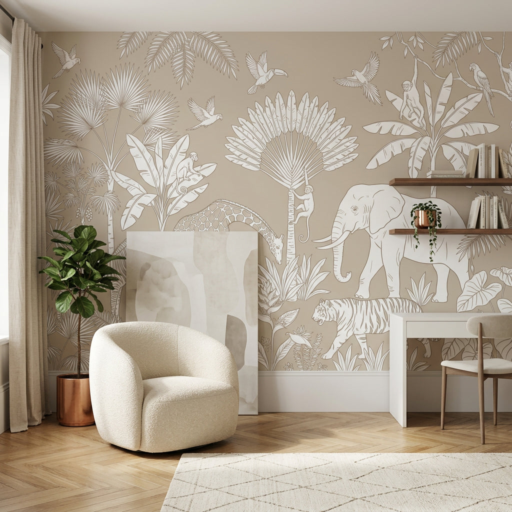 Scenic Landscape Wallpaper Jungle Safari Removable Tropical Wall Decor