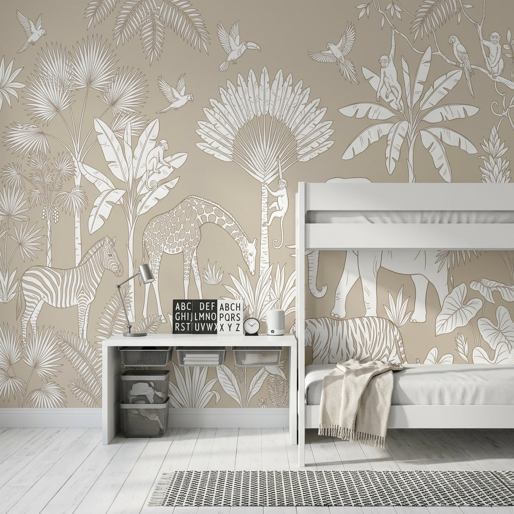 Scenic Landscape Wallpaper Jungle Safari Removable Tropical Wall Decor