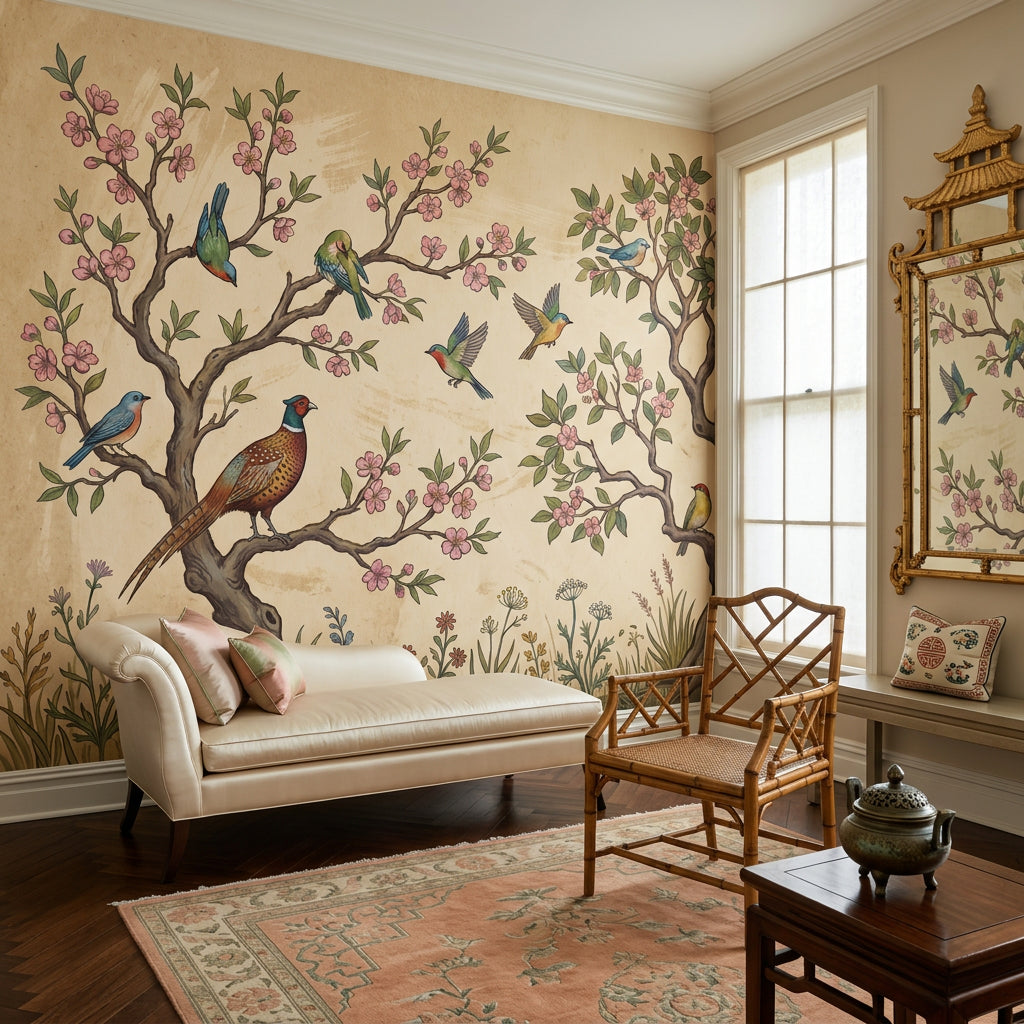 Muted Green Wallpaper Pastoral Removable Botanical Wall Decor