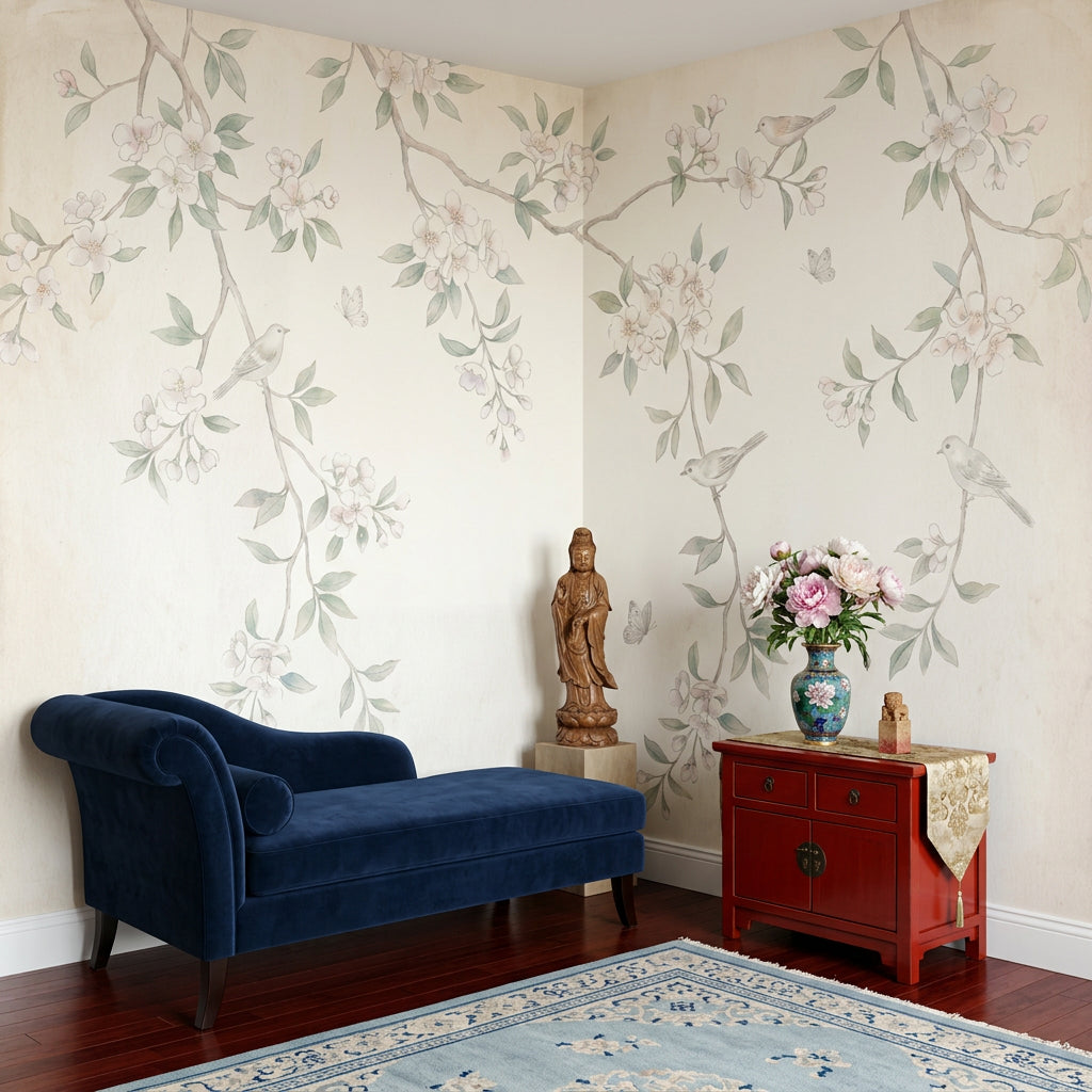 Paper Texture Wallpaper Watercolor Botanical Wall Mural