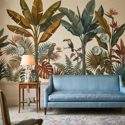 Jungle Foliage Wallpaper Tropical Toucan Removable Wall Decor