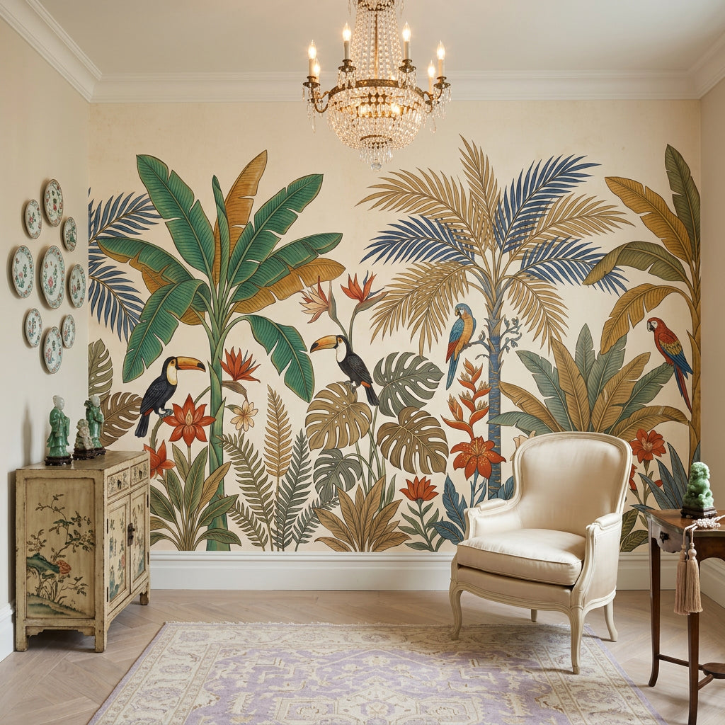 Tropical Birds Wallpaper Exotic Toucans Parrot Wall Mural