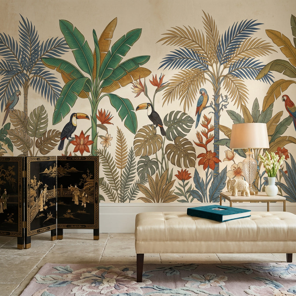 Tropical Birds Wallpaper Exotic Toucans Parrot Wall Mural