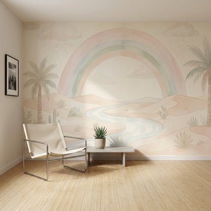 Pastel Desert Landscape Wallpaper Rainbow Sand Dunes Wall Mural