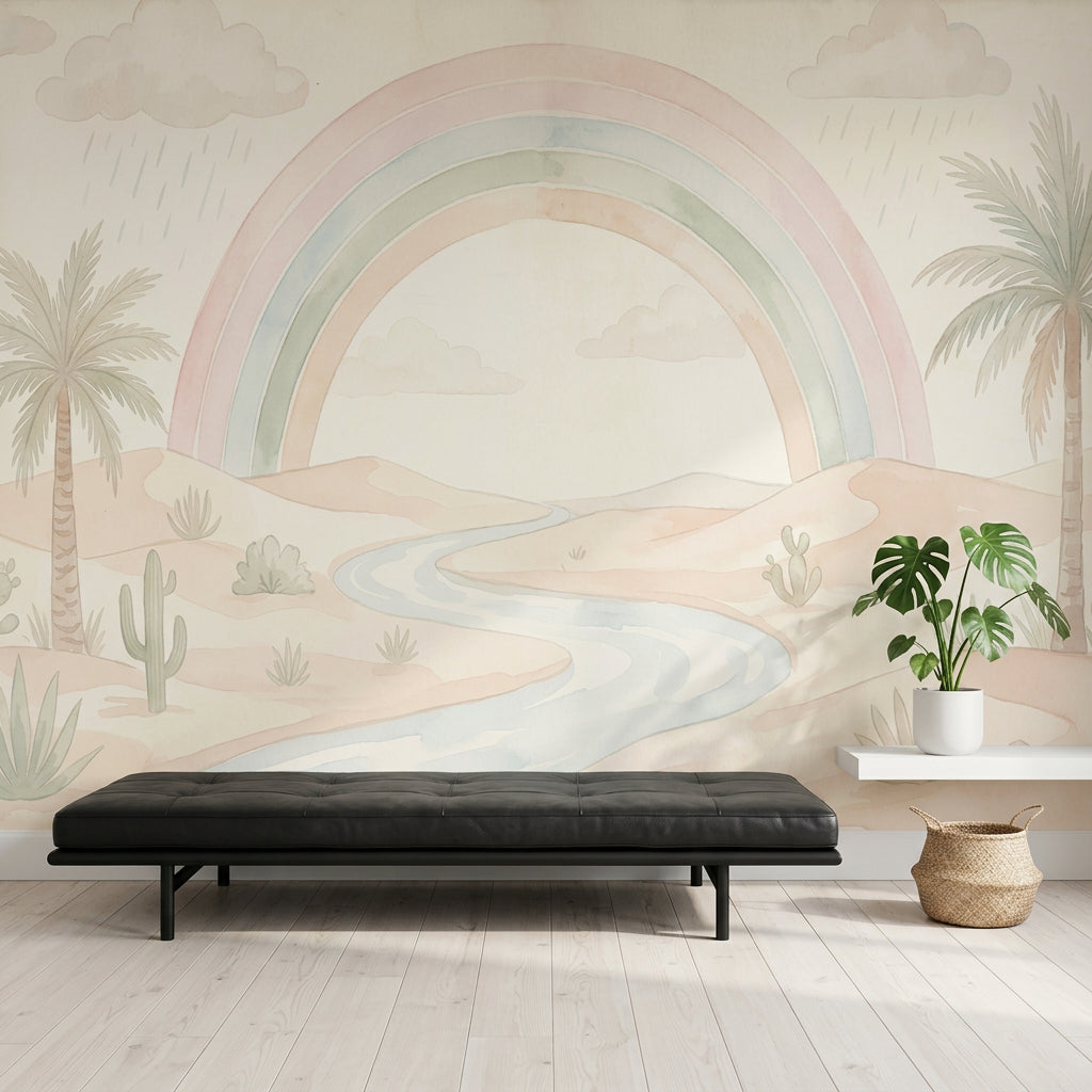 Pastel Desert Landscape Wallpaper Rainbow Sand Dunes Wall Mural