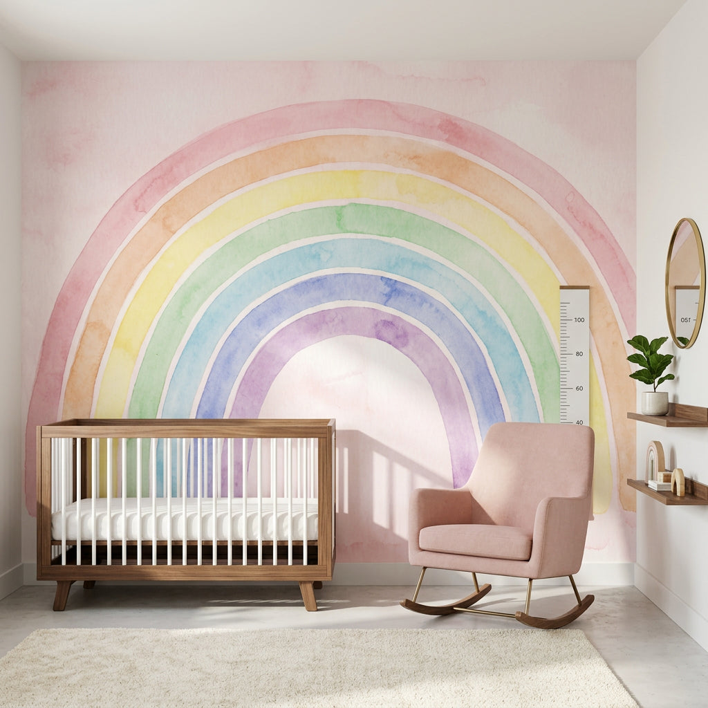 Paper Texture Wallpaper Watercolor Pastel Rainbow Wall Mural