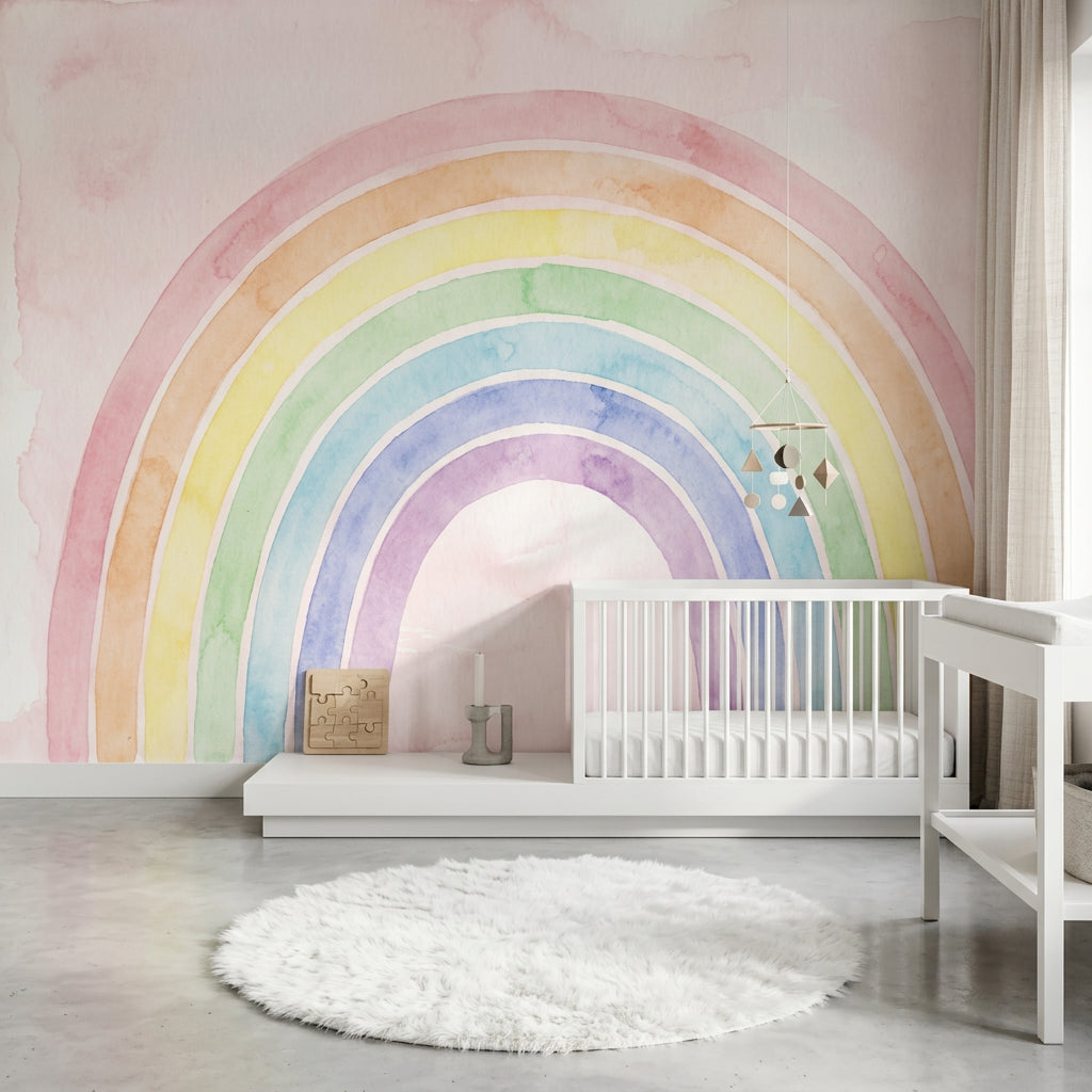 Paper Texture Wallpaper Watercolor Pastel Rainbow Wall Mural