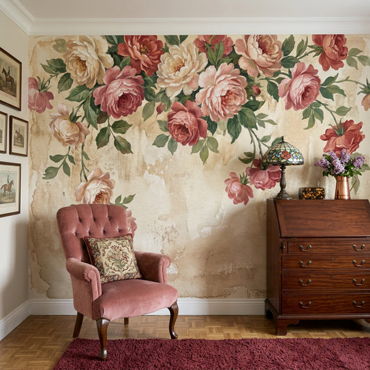 Vintage Wallpaper Watercolor French Country Removable Wall Decor
