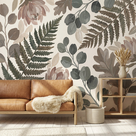 Botanical Wallpaper Floral Hand Painted Removable Wall Decor