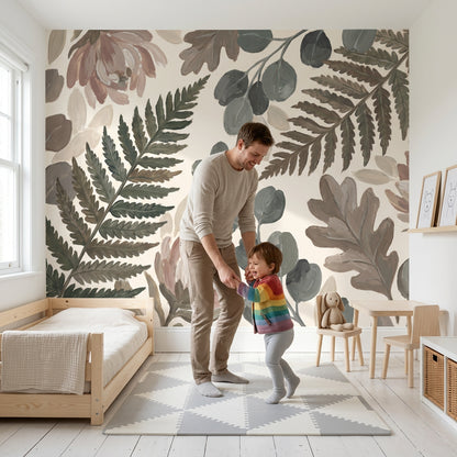 Botanical Wallpaper Floral Hand Painted Removable Wall Decor