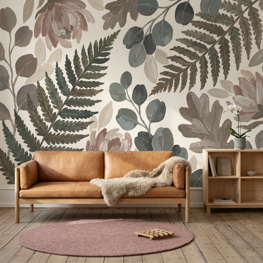 Botanical Wallpaper Floral Hand Painted Removable Wall Decor