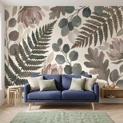 Botanical Wallpaper Floral Hand Painted Removable Wall Decor