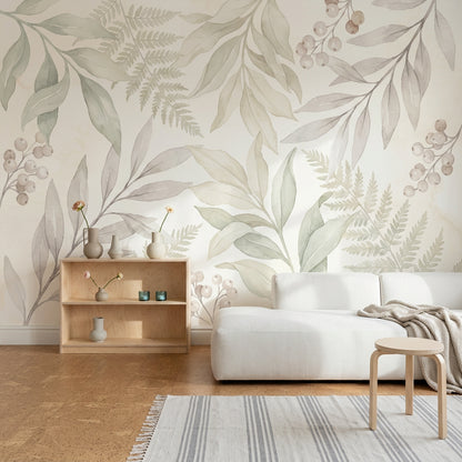 Watercolor Texture Wallpaper Botanical Fern Wall Mural
